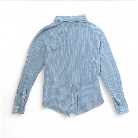 Blue and white striped Lucky Brand button-up shirt with open back slit size S - Picture 5 of 5